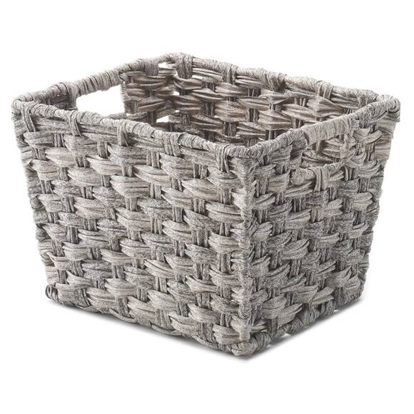 Whitmor Split Rattique Gray Wash Small Tote Sturdy Baskets Set of 3 NEW - Picture 2 of 13